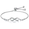 Bangle Fashion Cubic Zirconia Silve Color Infinity Armband Simple Friendship Justerbar för kvinnor Bröllopsmycken gåvor