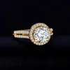 Size 5-11 New Brand Desgin Luxury Jewelry Round Cut White Sapphire 925 Sterling Silver Yellow Gold CZ Diamond Wedding Crown Women 278l