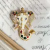 Revestimento vintage medieval com esmalte dourado verdadeiro, colorido, multielementos, pino de peito de elefante, moda personalizada