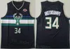 Maglia da basket da uomo Damian Lillard 0 Giannis Antetokounmpo 34 Khris Middleton 22 Tutta cucita Verde Nero Bianco Blu Viola Per gli appassionati di sport Camicia traspirante