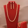 Pendientes, collar, conjuntos de joyas de Dubai, chapado en oro de 24 quilates, regalos de boda africanos de lujo, pulsera nupcial, conjunto de joyas para mujeres 198K