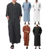 Men's Sleepwear V-Neck Short Sleeve Robe Kaftan Side Split Casual Long Dress Thobe Nightdress Shirt Loungewear Summer Beachwear