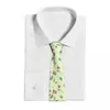 Bow Ties Green Background With Flowers Necktie Men Skinny Polyester 8 Cm Wide Pink Flower Neck Tie For Accessories Gravatas Business