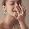 Ensemble collier et boucles d'oreilles, Imitation grand-mère, bague en perles de luxe, haut de gamme