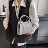 Women's 2023 New Simple and Shiny Diamond One Shoulder Crossbody Fashion Versatile Handheld Motorcycle Small Square Bag model 9236