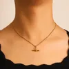 Chaînes Joolim Bijoux en gros imperméable à l'eau sans décoloration permanente mode simple barre à bascule pendentif collier en acier inoxydable pour les femmes