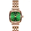 Wristwatches Switzerland Binger For Woman Watch Japan Miyota Quartz Retro Green Dial Zircon Bling Diamond Relogios Feminino Zegarek Damski