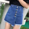 Kvinnors jeans 2023 Summer denimshorts Culottes Hög midja Studenter bredben a-line korta kjolar