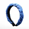 Acessórios de cabelo Wide Trançado Denim 3cm Design Simples Hairbands Mulheres Winter Hairbands-YGT