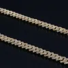 Grossistpris Hot Selling 925 Sterling Silver Hip Hop 8mm 2 Rows Iced Out Moissanite Diamond Cuban Link Chain