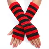 Winter Lange Half Vinger Handschoenen Voor Vrouwen Meisje Strepen Gebreide Vingerloze Hand Pols Warmer Thuiskantoor Herfst Arm Warmer Wanten