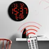 Wall Clocks 10 Inch Clock LED Light Date Week Temperature & Humidity Display With Remote Control 24 Or 12 Hour Round Simple Modern