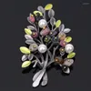 Broches Vintage pierre naturelle broche rétro arbre Imitation perle broche pour les femmes