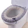 Toilet Seat Covers 1PC Gray Winter Warm Thicker Soft Washable Hygienic Antibacterial Cover Mat With Handle Bathroom Products Household