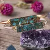 Charm Bracelets Natural Gold Line Turquoises Slab Beads Open Cuff Bangles Fashion Women Silvery Wrapped Howlite Couples253A