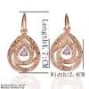 Klassisk 18K Rose Gold Plated äkta Österrike Crystal Pendant Halsband släpp öronring mode kvinnliga smycken set296d