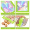 Luktbeständiga väskor Återförslutbara påsar för matlagring holografisk väska med klar fönsterfolie påse förpackningspåse