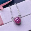 Pendant Necklaces 1 Round Brilliant Cut D Color Pendant Necklace Silver 925 Diamond Test Past Pink Gemstone Necklace 230928