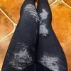 Leggings da donna Taglie forti imitazione denim ad alta elasticità pantaloni a matita con stampa dorata elastica sottile fino alla caviglia