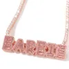 Hip Hop Custom Name Baguette Letters With Tennis Chain Men Women Micro Cubic Zircon Pendant Necklace Jewelry249S