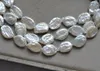 Chaînes Z12874 Lustre 3Row 18 "19mm Collier de perles ellipsoïdes blanches