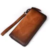 Geldbörsen Tree Jelly Leder Business Retro Herren Geldbörse Handpoliert Multi Card Handheld Bag Casual