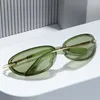 Solglasögon lindas runt Y2K -rektangeln Vintage UV400 Candy Color Blue Green Sun Glasses Rimless Sports Driving Shades Unisex