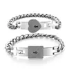 2 pièces ton argent en acier inoxydable amant coeur amour serrure Bracelet avec serrure clé bracelets Kit Couple bijoux cadeau 254W