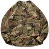 Chemises décontractées pour hommes Camouflage Cargo Chemise Hommes Mode Jeunesse Japonaise Rétro Manches Longues Veste Veste Vieille Poche Lavée