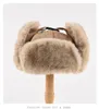 Beanie/Skull Caps Bomber Hat Men Women Thick Warm Russian Ushanka Fur Hat Fashion Male Female Winter Hat Black Grey Earflap Ski Russian Cap 230928