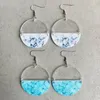 Dangle Earrings Mermaid Print Faux Leather Half Round Acrylic For Women Fashion Fish Scale Pattern Statement Jewelry