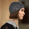 Designer Sequin Knit Hat for Women Fashion Brand Hiver Sports Cap