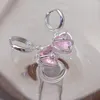 Brincos de argola moda coração anel cristal pêssego ajustável design feminino anéis premium festa de casamento jóias presente