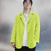 Men's Suits Single Breasted Blazers Men Suit Jackets Casual Fluorescent Green Vision Long Sleeved Chaoren Nightclub Roupas Masculinos