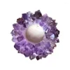 Decorative Figurines 1pcs Healing Crystals Crafts Natural Amethyst Cluster Candle Holder For Decoration