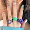 Cluster-Ringe Foydjew 2023 Trend Geometrische Wellenpunkt Donut Damen Hip Hop Modeschmuck Handgemachte Epoxidharz-Accessoires