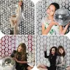 Background Material Disco Ball Foil Curtain Laser Silver Disco Bachelorette Party Backdrop Curtain Disco Ball Wall Curtain for 70S Birthday Wedding YQ231003