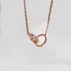Роскошное модное ожерелье, дизайнерские ювелирные изделия для вечеринки, двойные кольца из стерлингового серебра, кулон с бриллиантом, ожерелья из розового золота для женщин, необычные dr290l