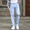 Jeans pour hommes 2023 automne nouveaux hommes bleu ciel Slim Stretch Jeans Style classique mode pantalon Denim décontracté homme marque pantalon L231003