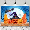 Bakgrundsmaterial Beenle Halloween Backdrop Photography Graveyard Wizard Pumpkin Ghost Castle Baby Portrait Photocall Bakgrund Studio Photo YQ231003