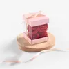 Confezione regalo Scatole portacandele pieghevoli rosa con fiocco rosa da 10 pezzi Mini quadrati trasparenti