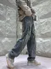 Jeans pour hommes Yihanke Loose Y2K Streetwear Gothic Punk surdimensionné Pantalons décontractés Femmes Jambes larges Hommes