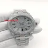 Kvalitet Full Diamond Watches 904 Silver Rostfritt stålklocka Diamanter ringer med Diamond Strap Automatic Mens Wristwatch 40mm2653