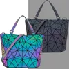 Totes Luminous bao bag Sequins geometric bags for women 2020 Quilted Shoulder Bags Laser Plain Folding female Handbags bolsa feminina 240407
