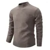 Pulls pour hommes 2023 automne hiver manches longues col rond mince décontracté couleur unie pull pull