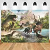 Matériel de fond Thème dinosaure bébé anniversaire photographie décors Jungle Tropical Safari sauvage enfant fond photographique Photo Studio accessoires YQ231003