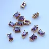 Pendanthalsband 20st KC Gold Plated Facetted 6x10mm Transparent Blue Pink Red Quality CZ Rectangle Charms Diy Chain Armband End