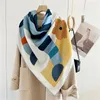 Écharpes 2024 Cheval Imprimer Cachemire Soie Laine Écharpes Hiver Chaud Châle Tête Étole Wrap Bandana Pour Femmes 135cm