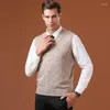 Pulls pour hommes Automne Slim Pulls tricotés Hommes Col V Sans manches Formel Business Pull Homme Casual Solid Gilet