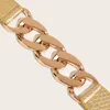 Belts Gold Chain Link Buckle Women's Decorative Coat With Dress Elastic Waist Closure Wide Waistband Belt